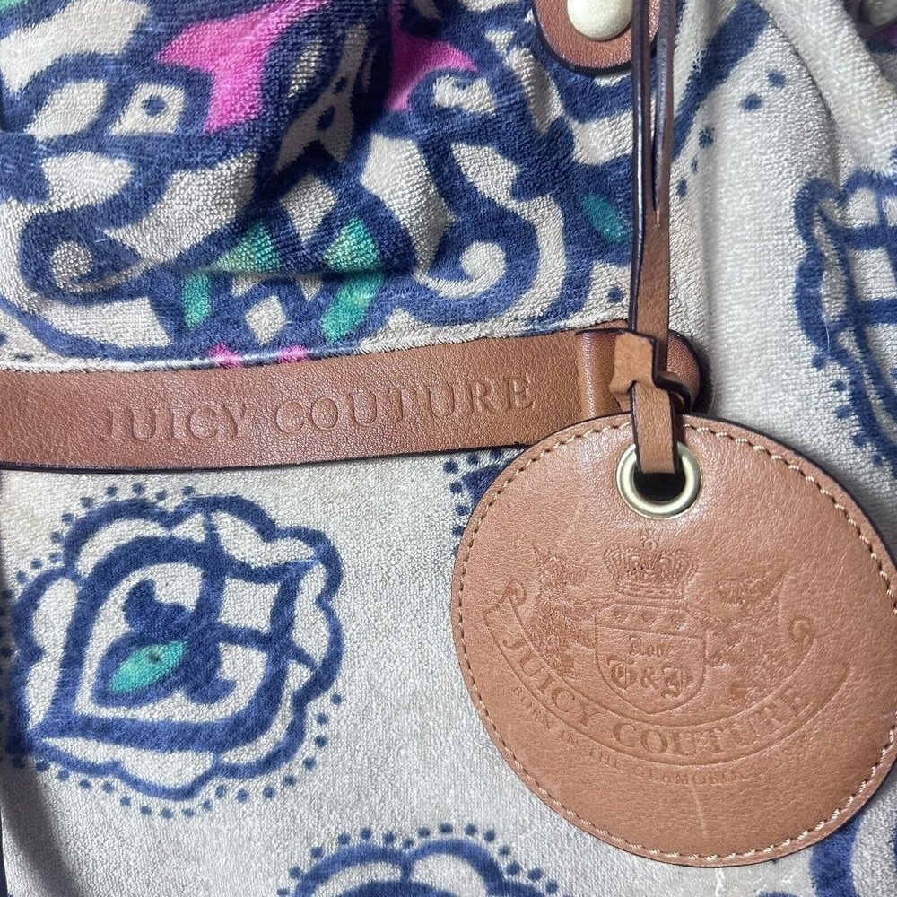 Y2K Juicy Couture Purse Womens Tote Bag Terry Cloth Large Colorful Leath… - Picture 2 of 16